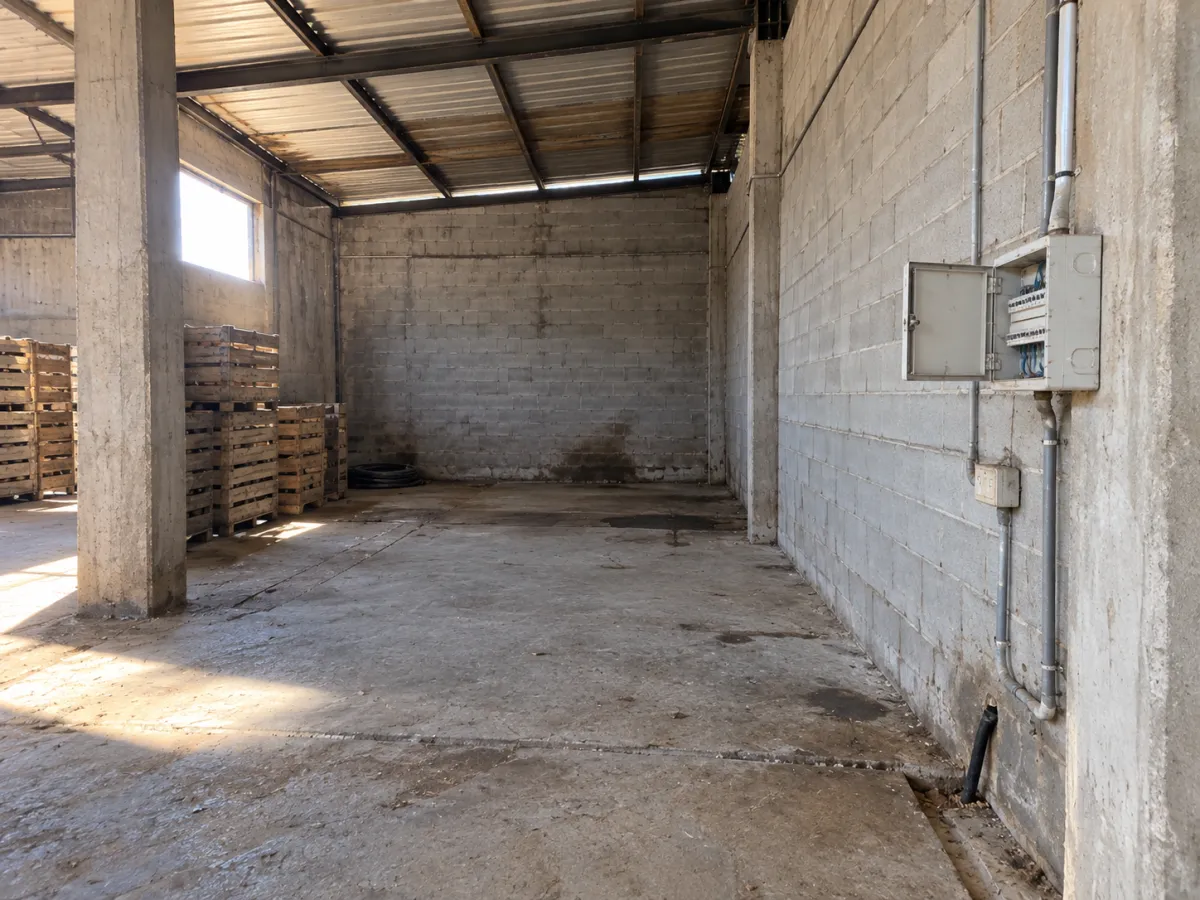 Local agricole vide avant l'installation d'une chambre froide à Berrechid