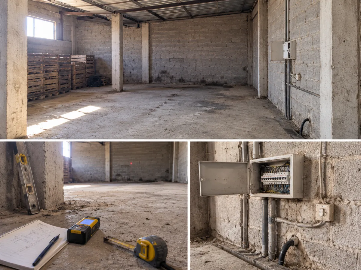 Relevé du site et de l'alimentation électrique avant installation d'une chambre froide