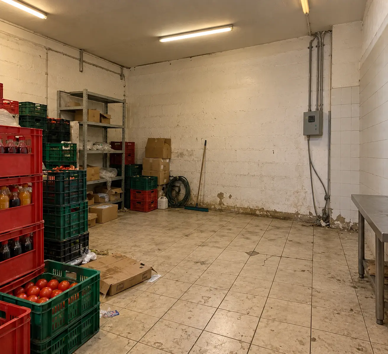 Réserve de supermarché à Casablanca avant l'installation de la chambre froide